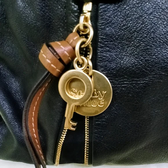 CHLOÉ See By Chloé Indra Double Handle Shoulder Bag D27PKJ w/ COA Black Leather - Picture 5 of 16